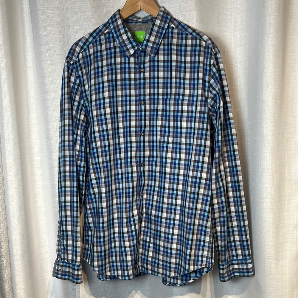 Hugo Boss Men's Blue Plaid Shirt